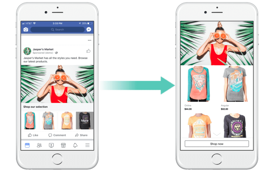 formato de anuncio en facebook ads: anuncio de colección