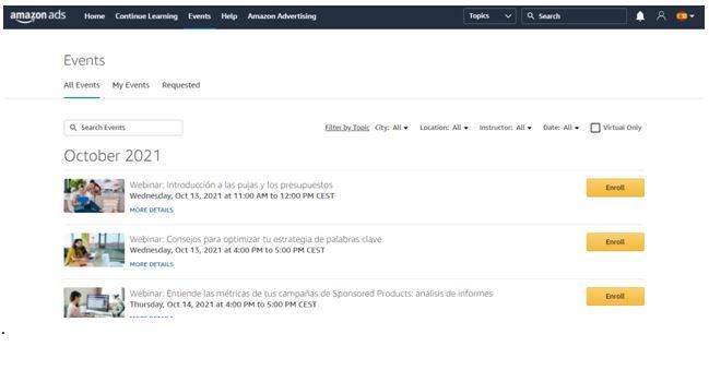 Consola de aprendizaje de Amazon Partner Network