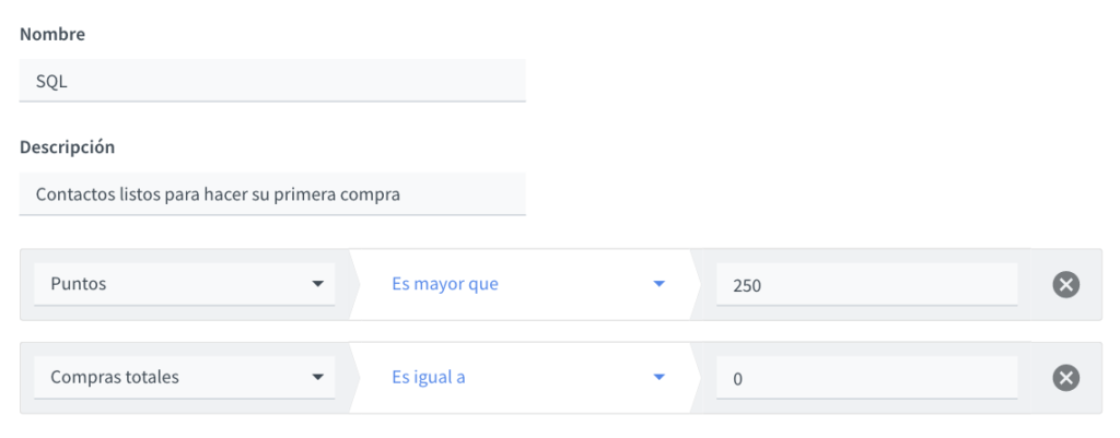 Segmento dinámico creado en Connectif