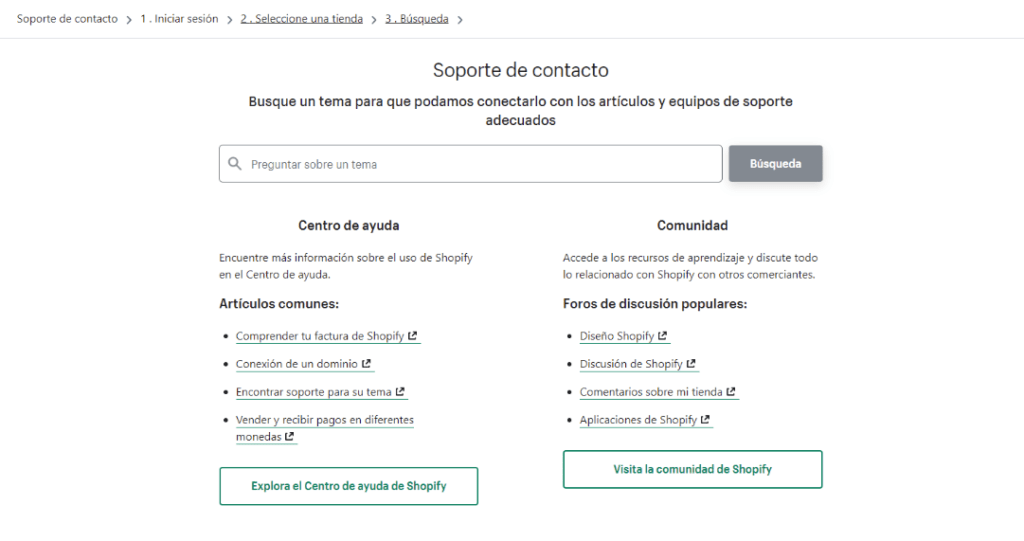 Soporte de Shopify