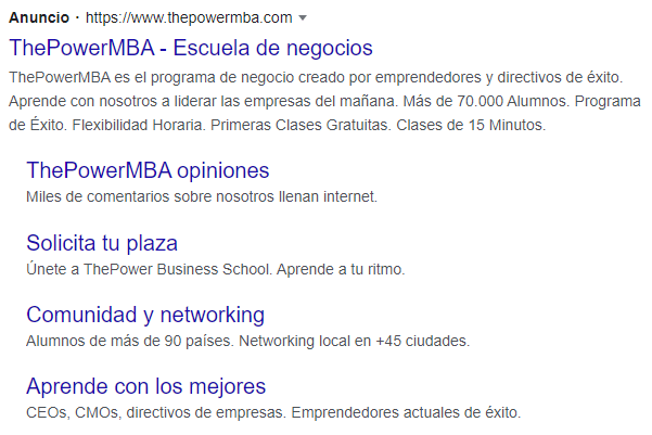 Anuncio de búsqueda en Google Ads