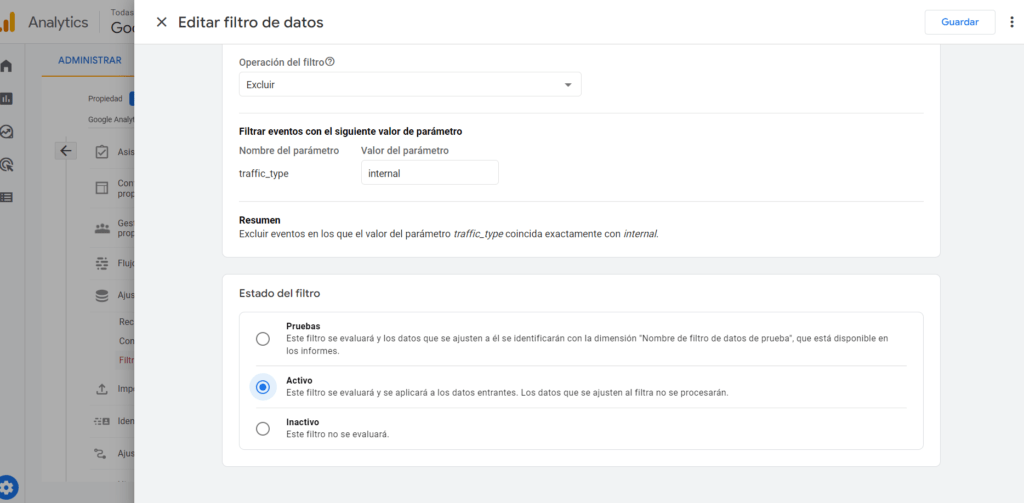 Google Analytics 4 - Filtrado