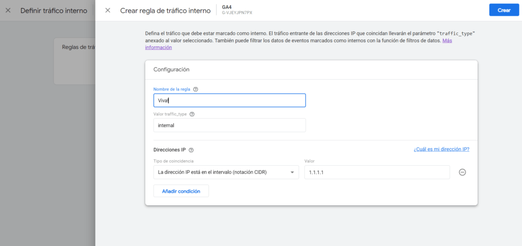 Google Analytics 4 - Filtrado Interno
