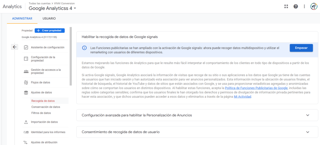 Google Analytics 4 - Google Signals
