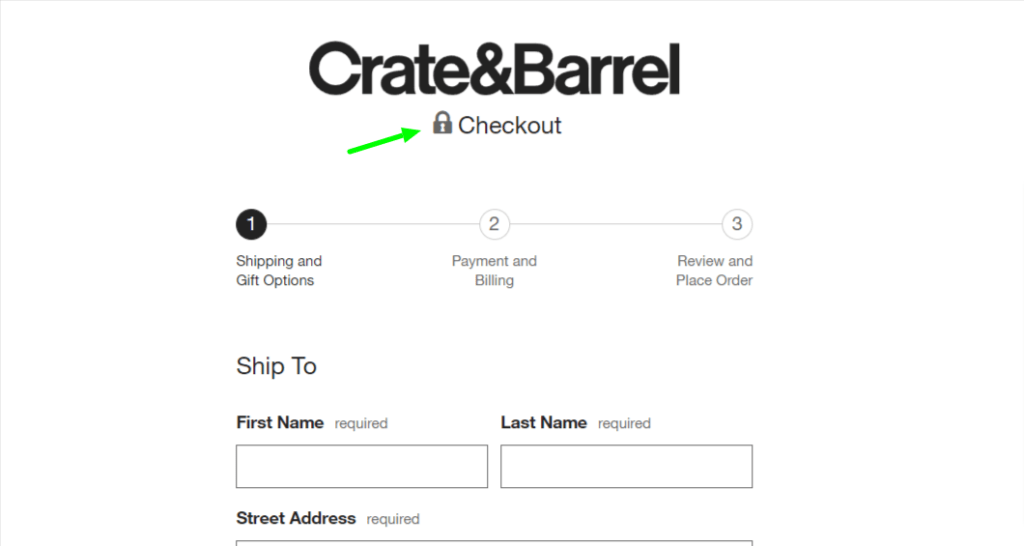 En Crate&Barrel se muestra de forma muy destacada que el proceso es seguro