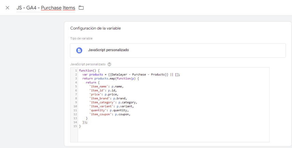 Tag Manager - Variable Javascript