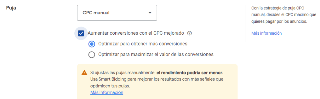 Estrategia de puja de CPC Manual en Google Ads