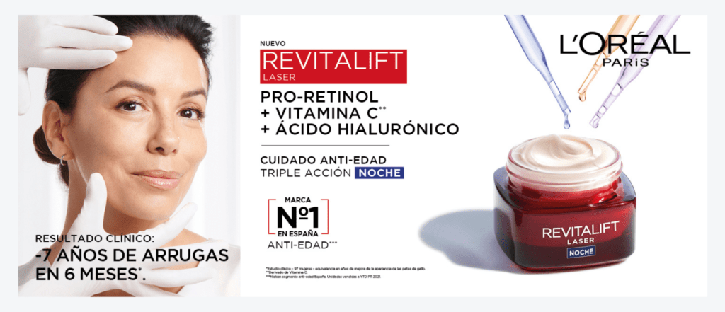 L'Oreal Paris tiene componentes que les hacen ser los primeros en cremas antiedad.