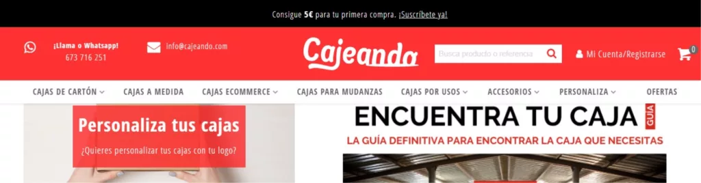 Top bar con el mensaje para suscribirse a la newsletter.