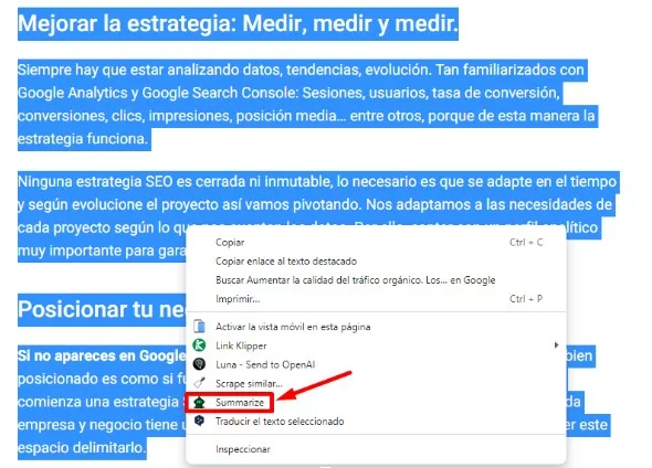 Resume el contenido con Instant ChatGPT