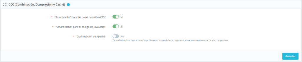 combinacion archivos CSS y JavaScript para el mantenimiento de Prestashop