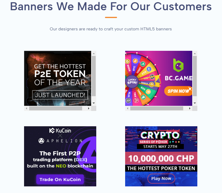 Ejemplo de Banners HTML5 en Coinzilla, plataforma de PPC para proyectos Web3.