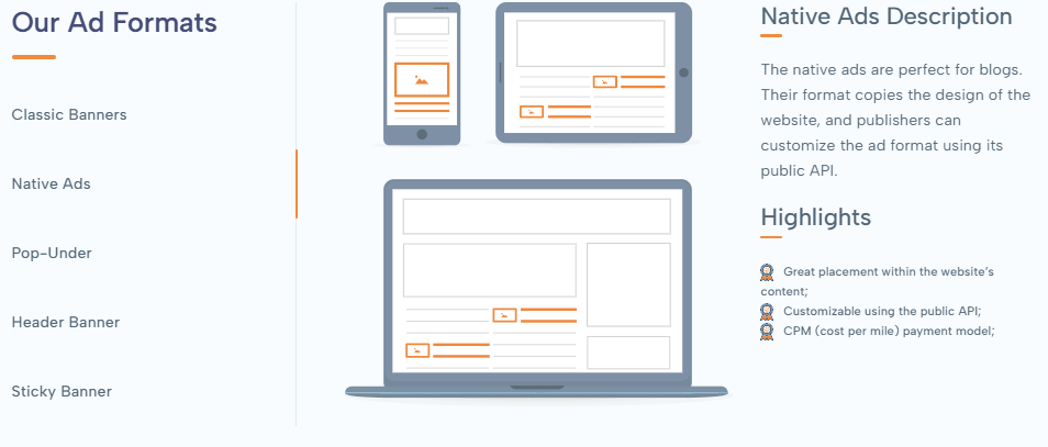 Tipos de anuncios en Coinzilla, plataforma de PPC para proyectos Web3.