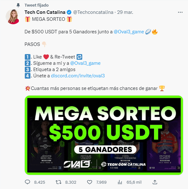Ejemplo sorteo de influencer para proyectos blockchain o Web3.