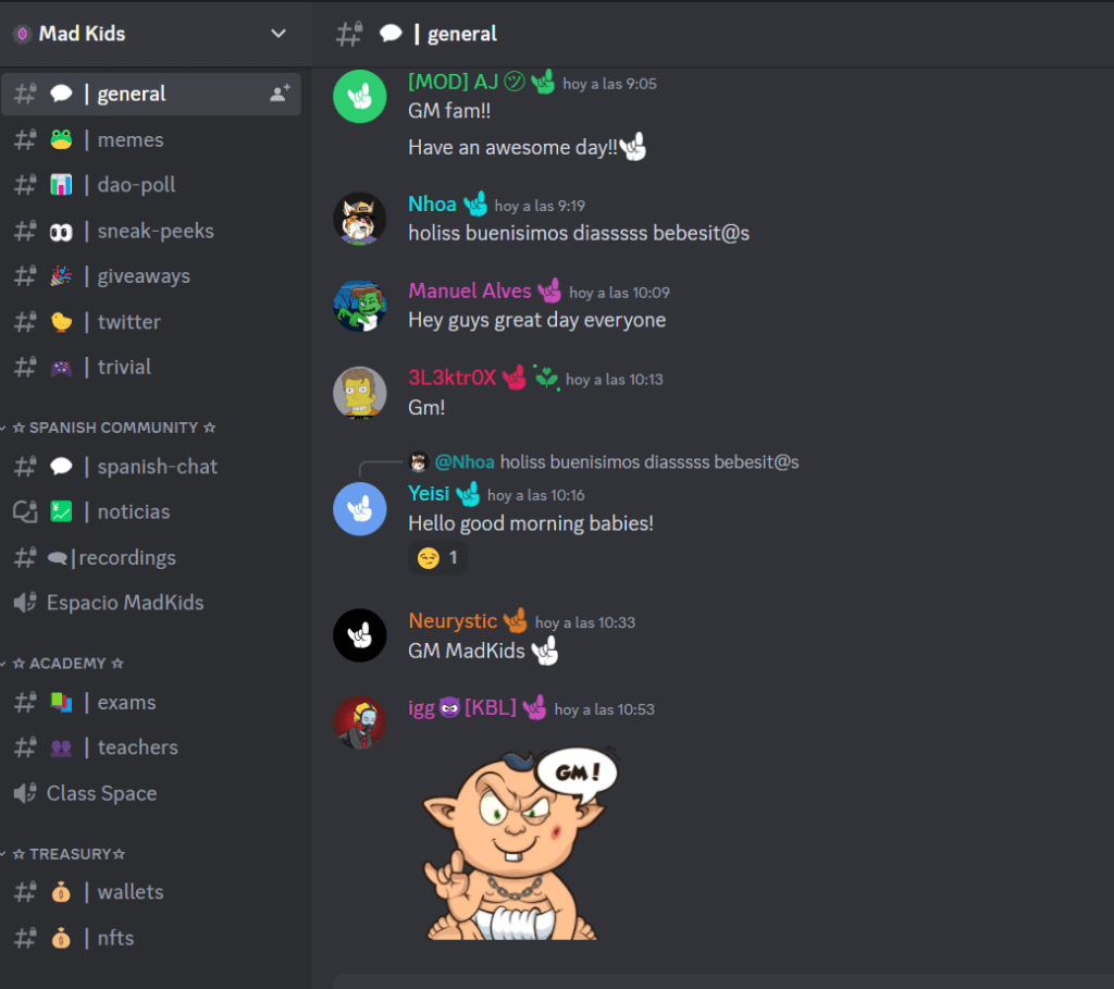 Ejemplo de Comunidad de Discord. Indispensable para el PPC en proyectos Web3.