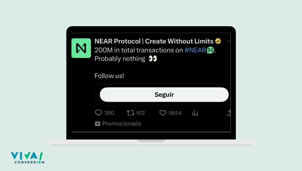 Ejemplo PPC para proyectos Web3. Anuncio de Twitter Ads de Near Protocol.