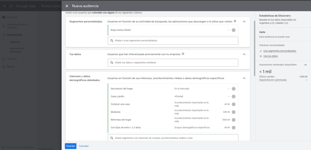 Creación de campañas Discovery en Google Ads