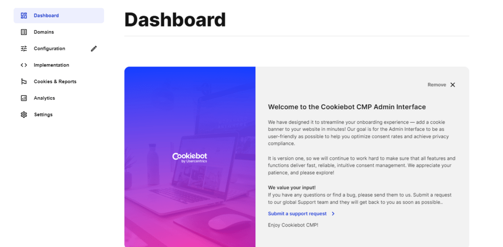 Cookiebot Adminpanel