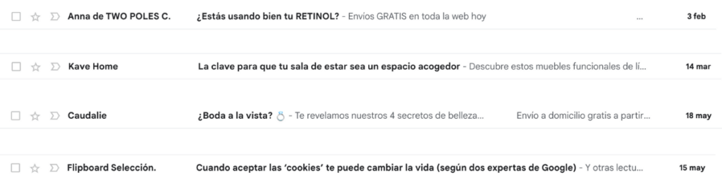 Ejemplos de copywriting de asuntos de email reales
